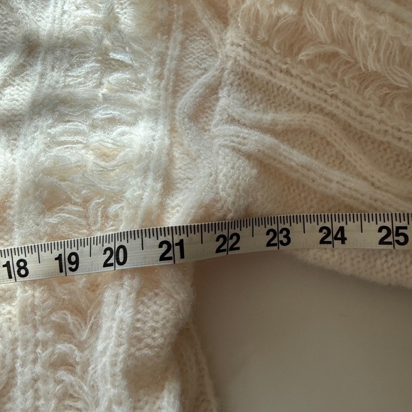 12th Tribe Lorie Beige Fringe Sweater Boho Oversized Crewneck Sweater Women’s M - Picture 10 of 12